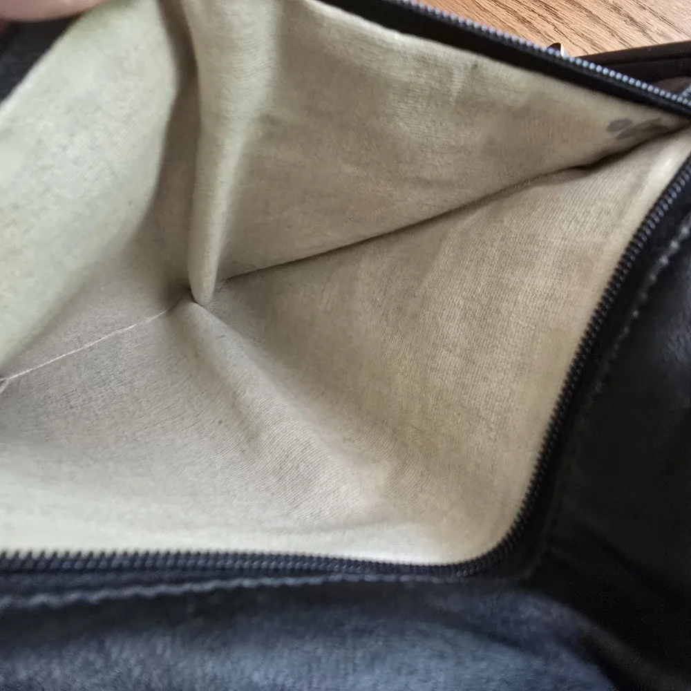 Leather HOBO Navy Clutch Architectural Wristlet Large